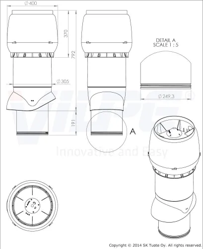 Теплоизолированный вентиляционный выход XL-250/300/700 Vilpe купить в Санкт-Петербурге