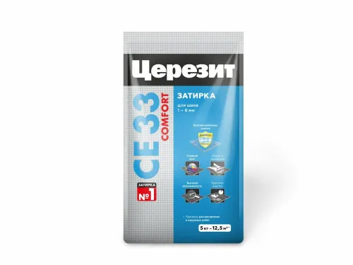 CE 33/5кг Comfort Затирка для швов 1-6 мм внутри и снаружи Белый 01 РФ Церезит купить в Санкт-Петербурге