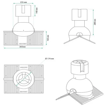Krovent Коньковый аэратор черный (RAL 9005) Pipe-Cone (вентиляционный)  для любого вида кровли купить в Санкт-Петербурге