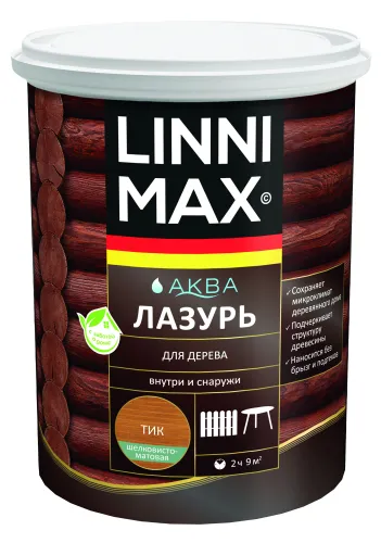 Аква Лазурь для дерева Тик 0,9л Лессирующий антисептик LINNIMAX купить в Санкт-Петербурге