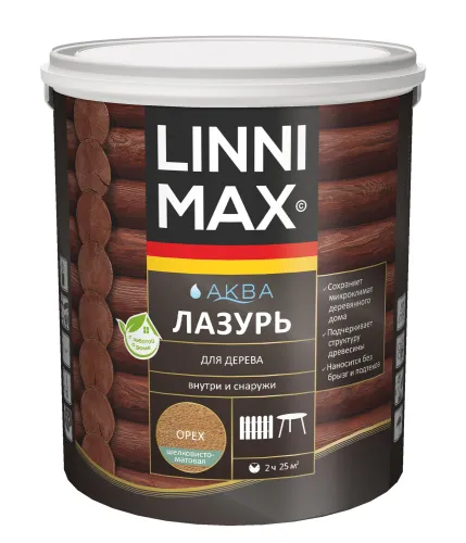 Аква Лазурь для дерева Орех 2,5л Лессирующий антисептик LINNIMAX купить в Санкт-Петербурге