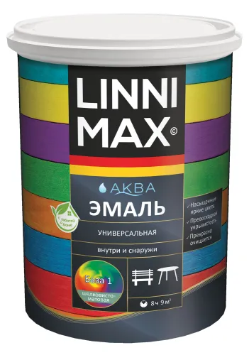Аква Эмаль универсальная шелковисто-матовая 2,5л акриловая База1 LINNIMAX купить в Санкт-Петербурге