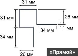 Внешний угловой профиль (симметричный), 3000 мм купить в Санкт-Петербурге