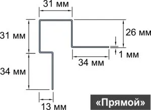 Внешний угловой профиль (асимметричный), 3000 мм купить в Санкт-Петербурге