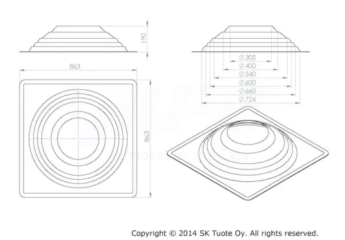 Резиновый уплотнитель для металлических кровель ROOFSEAL MAXI D330-660 Vilpe купить в Санкт-Петербурге