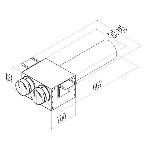 Пленум прямой круглый на 2 выхода (L=400мм) VPDL 125/90x2 Provent (Комплектуется без фланцев. Фланцы/заглушки необходимо докупать дополнительно) купить в Санкт-Петербурге
