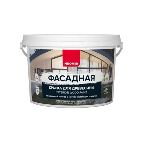 Фасадная краска для древесины База А 2,5л готовый NEOMID купить в Санкт-Петербурге