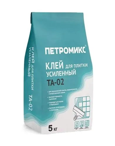 ТА-02 Клей для плитки усиленный ПЕТРОМИКС 5кг\меш. купить в Санкт-Петербурге
