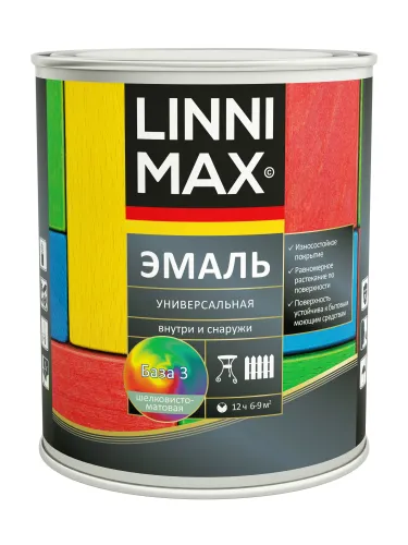 Эмаль универсальная шелковисто-матовая 2,3л алкидная База3 LINNIMAX купить в Санкт-Петербурге
