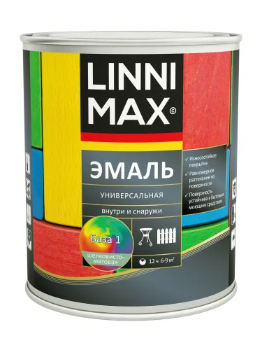 Эмаль универсальная шелковисто-матовая 2,5л алкидная База1 LINNIMAX купить в Санкт-Петербурге