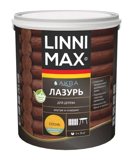 Аква Лазурь для дерева Сосна 2,5л Лессирующий антисептик LINNIMAX купить в Санкт-Петербурге
