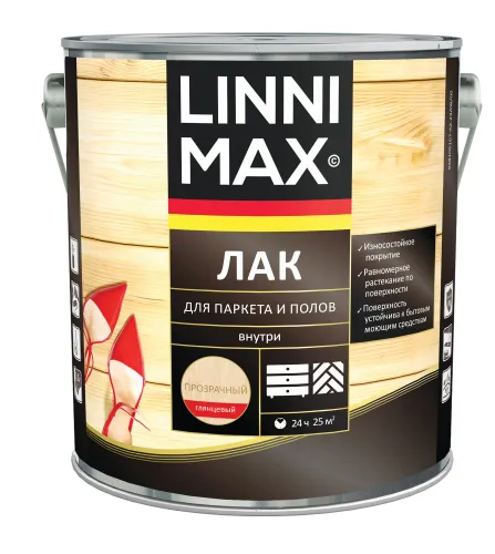 Лак для паркета и полов глянцевый 2,5л алкидно-уретановый LINNIMAX купить в Санкт-Петербурге