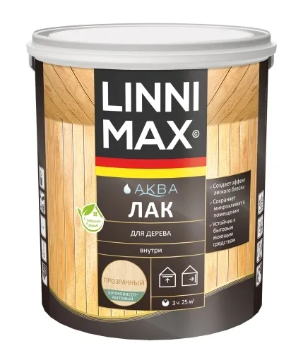 Аква Лак для дерева шелковисто-матовый 2,5л акриловый LINNIMAX купить в Санкт-Петербурге