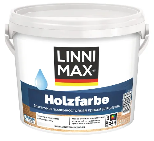Holzfarbe 2,5л Краска водно-дисперсионная д/наружных и внутренних работ База1 LINNIMAX купить в Санкт-Петербурге