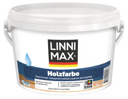 Holzfarbe 1,18л Краска водно-дисперсионная д/наружных и внутренних работ База3 LINNIMAX купить в Санкт-Петербурге