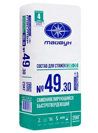 ТАЙФУН МАСТЕР № 49-30 SMS 25кг Состав цементный для устройства самонивелирующихся полов купить в Санкт-Петербурге