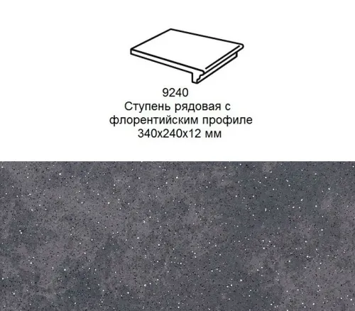 Ступень рядовая Stroher 9240 Keraplatte Roccia флорентинер 845 nero 340x240x12мм 4шт/уп купить в Санкт-Петербурге