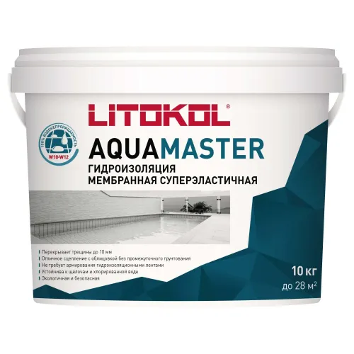 AQUAMASTER 10кг Гидроизоляция полимерная светло-серый LITOKOL купить в Санкт-Петербурге