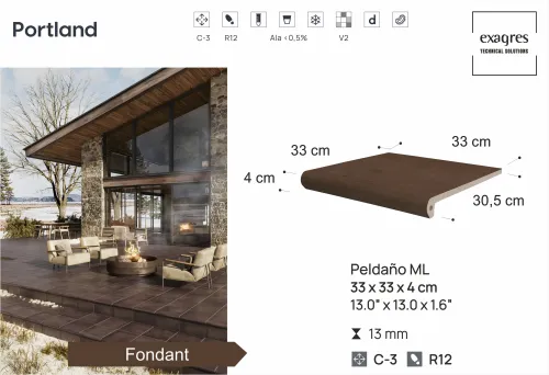 Ступень фронтальная Peldano Florentino Portland Fondant 33х33х1.3 антислип Exagres купить в Санкт-Петербурге