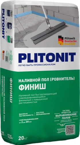 Финиш 20кг Ровнитель быстротвердеющий самовыравнивающийся финишный PLITONIT купить в Санкт-Петербурге