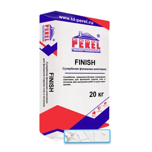 СУПЕР-БЕЛАЯ, трещиноустойчивая полимерная шпатлевка Perel Finish - 0655 20 кг/меш купить в Санкт-Петербурге