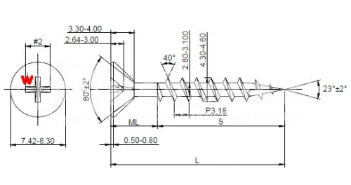 DECOVER Винты по дереву для HWX1-GF-SP-4.2х38мм Phillips №2 GREY E-COAT 300шт/упак купить в Санкт-Петербурге
