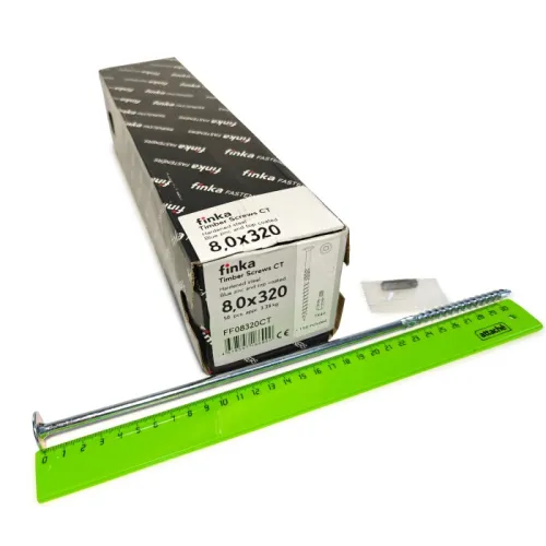 Упаковка шурупов конструкционных Finka Timber Screws CT 8.0x320TX40 голубой цинк, тарелка 50шт/уп купить в Санкт-Петербурге