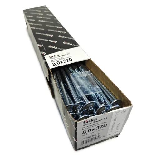 Упаковка шурупов конструкционных Finka Timber Screws CS 8.0x320TX40 голубой цинк, потай 50шт/уп купить в Санкт-Петербурге