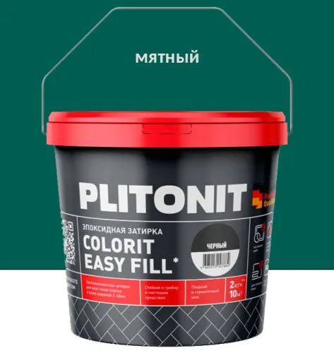 Colorit EasyFill 2кг Затирка эпоксидная для межплит.швов и реактив.клей для плитки мятный PLITONIT купить в Санкт-Петербурге