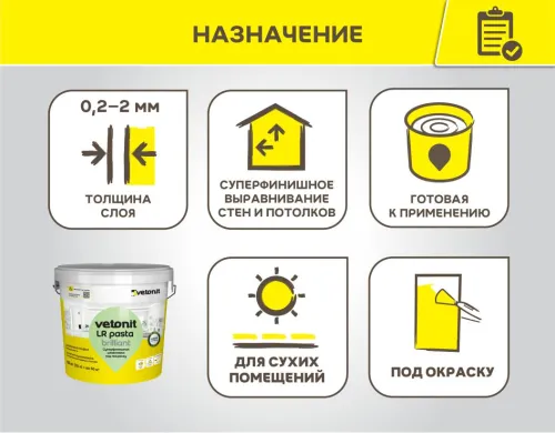 Шпаклевка готовая суперфинишная Vetonit LR pasta brilliant белый 18кг купить в Санкт-Петербурге
