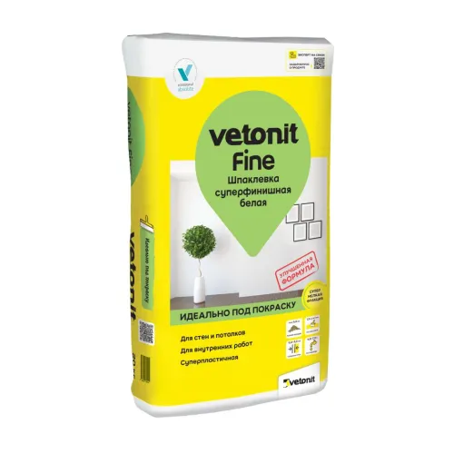 Шпаклевка суперфинишная Vetonit fine белый 20кг купить в Санкт-Петербурге