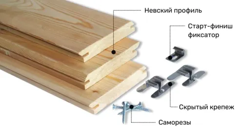 Комплект БлицПланк Доска фасадная Лиственница 20х95х2000мм-5шт с ОЦ крепежом д/деревянной лаги купить в Санкт-Петербурге