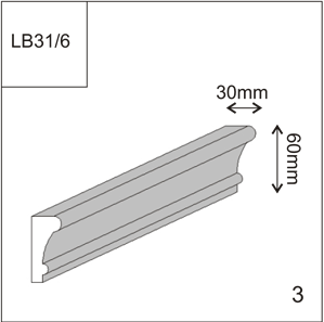 LB 31/6 Декоративный архитектурный профиль, легкий фасадный декор